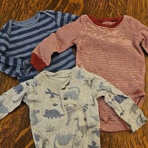 Carter's Long Sleeve Tops - Blue, Red, and Gray Dinosaur Prints